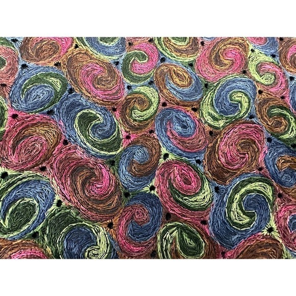 VTG Atomic 1950s "Pretty" Black Handbag w/ colorful Embroidered Swirls - Picture 6 of 7